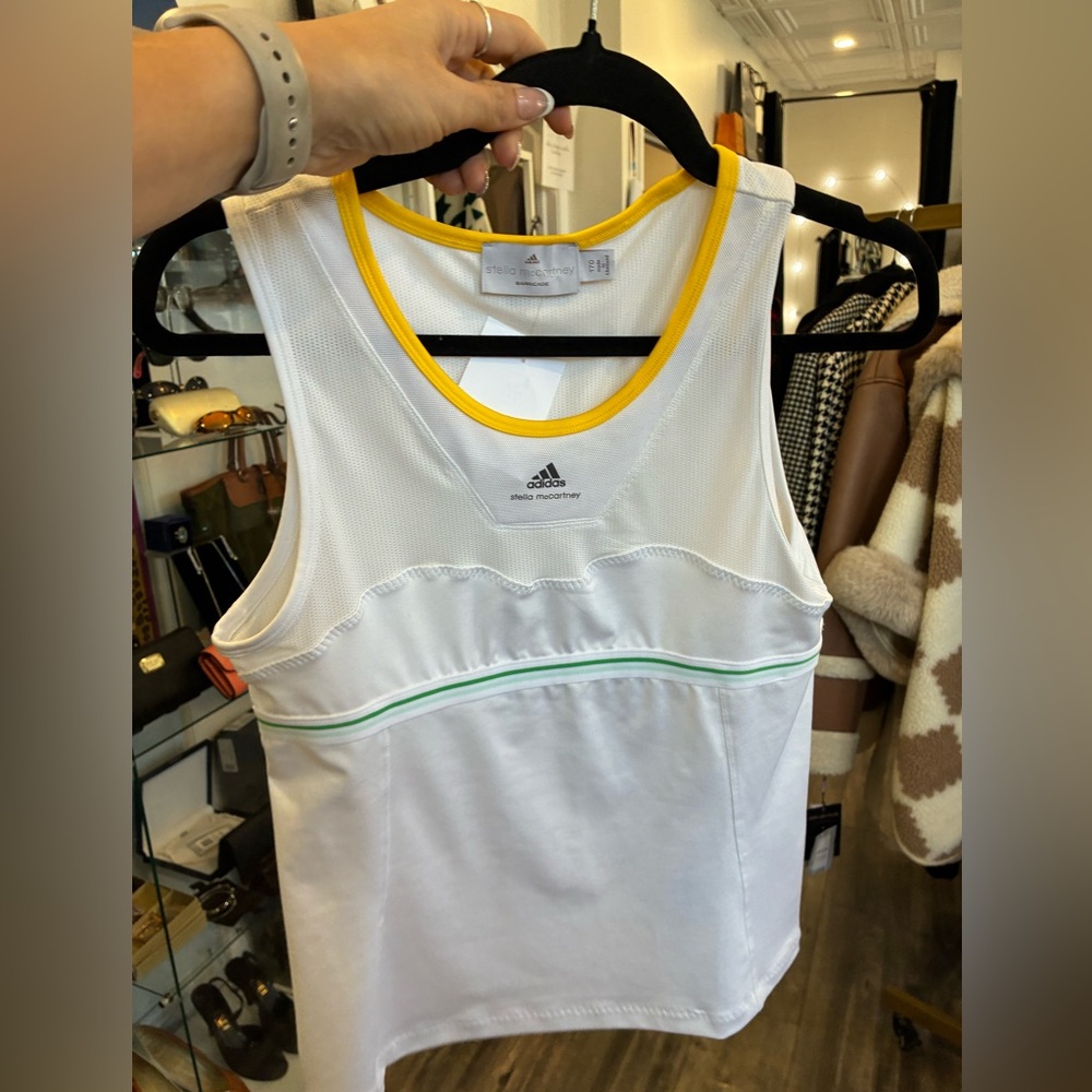 Adidas by Stella McCartney White Tank Top with Yellow Trim